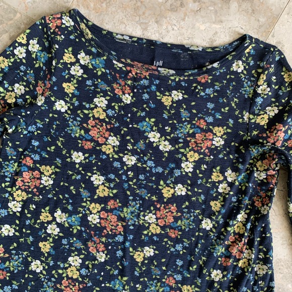 J Jill Pima A Line Printed Tunic Top Womens Small Multicolor Floral Print Blouse - Picture 1 of 7